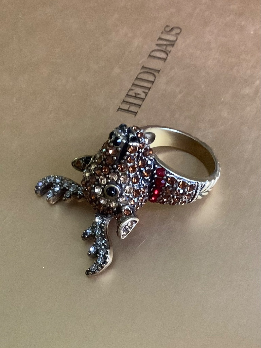 Heidi Daus Rudy Reindeer Holiday Collection Crystal Ring SZ 9 - Picture 8 of 14